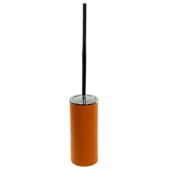 Toilet Brush Toilet Brush Holder, Free Standing Made From Faux Leather in Orange Finish Gedy AC33-67